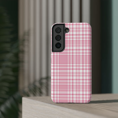 Impact-Resistant Phone Case - Easter Plaid Pink