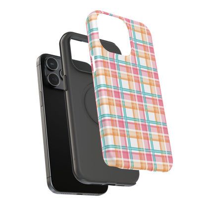 Impact-Resistant Phone Case - Summer Plaid Pink