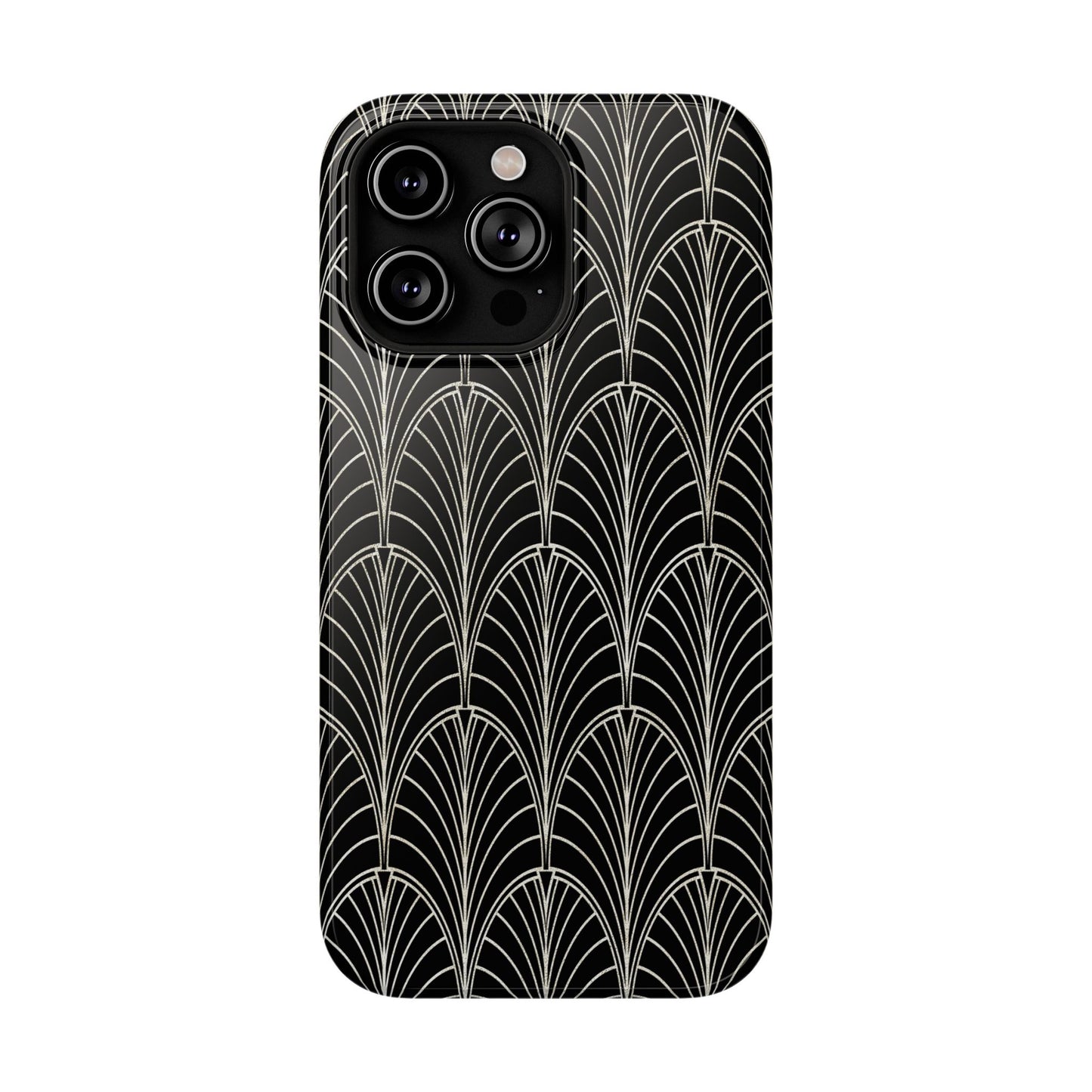 Impact-Resistant Phone Case- Art Deco Black Beige