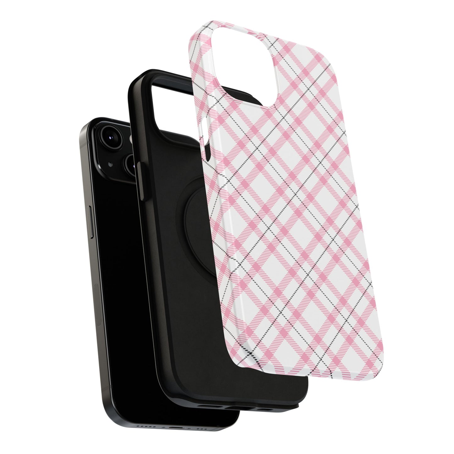 Impact-Resistant Phone Case - Pink Black Plaid