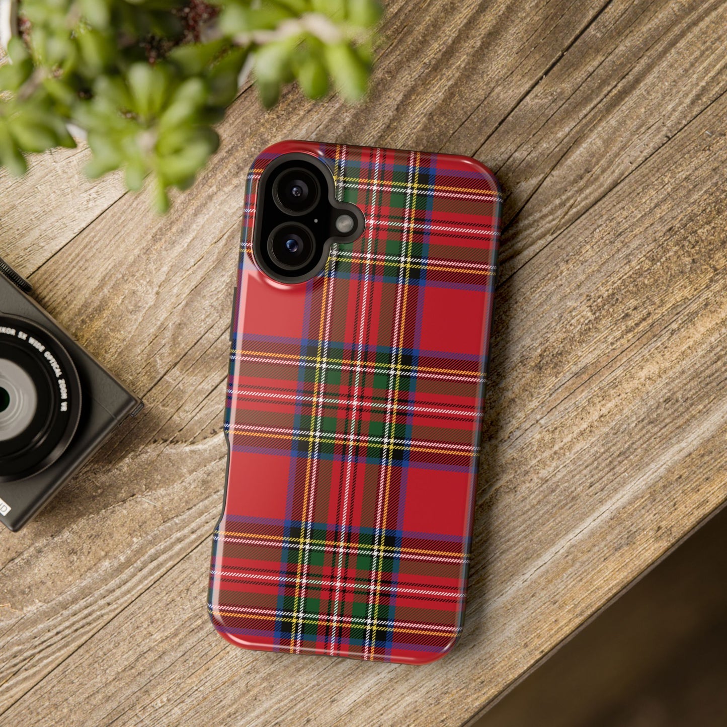 Impact-Resistant Phone Case-Holiday Tartan Plaid Red