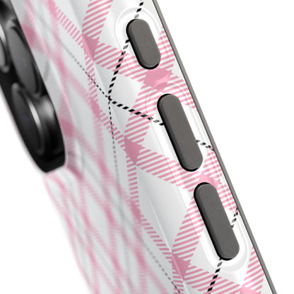 Impact-Resistant Phone Case - Pink Black Plaid