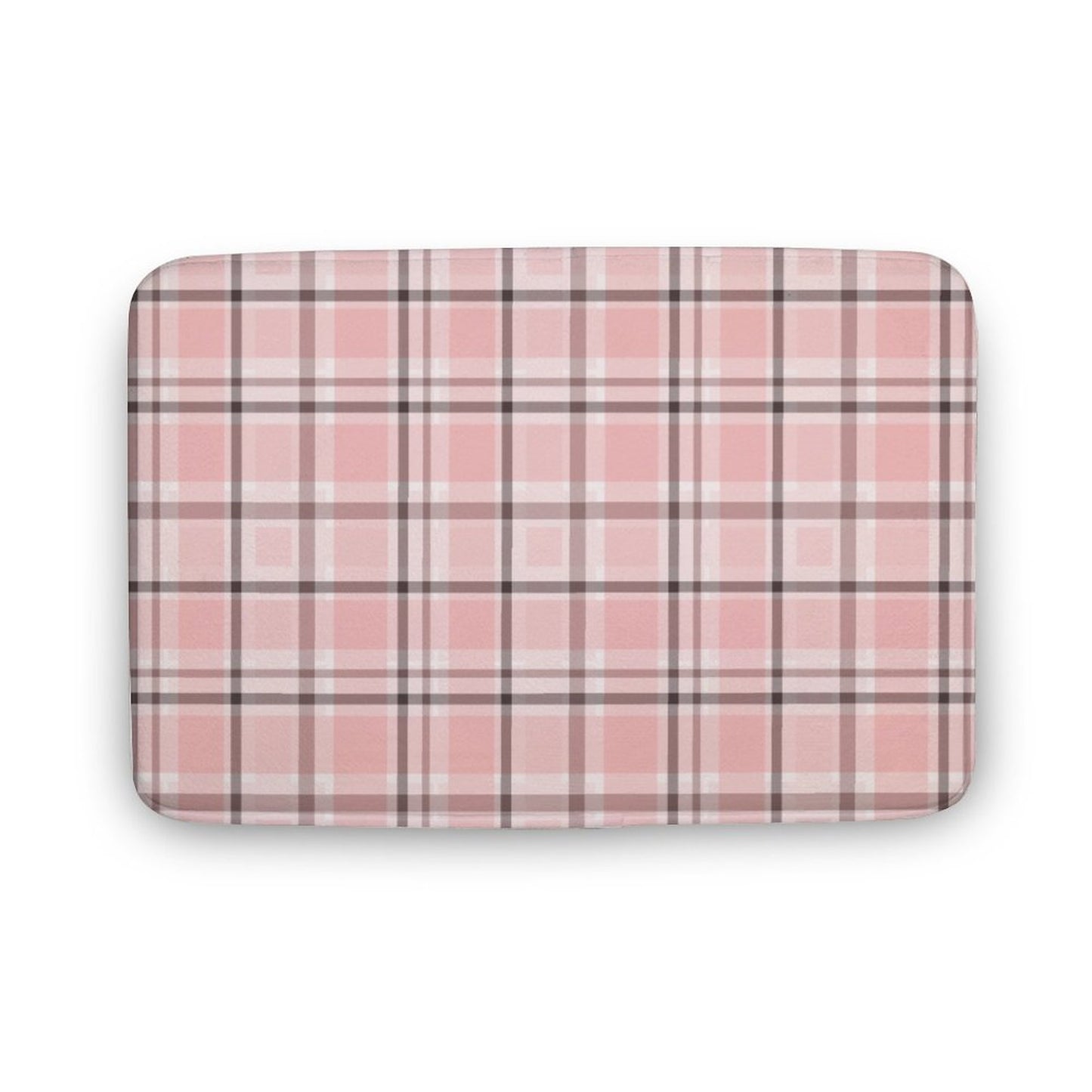 Plush Bath Mat- Pink Chocolate Plaid