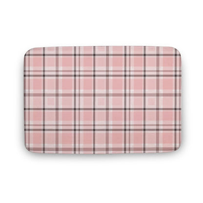 Plush Bath Mat- Pink Chocolate Plaid