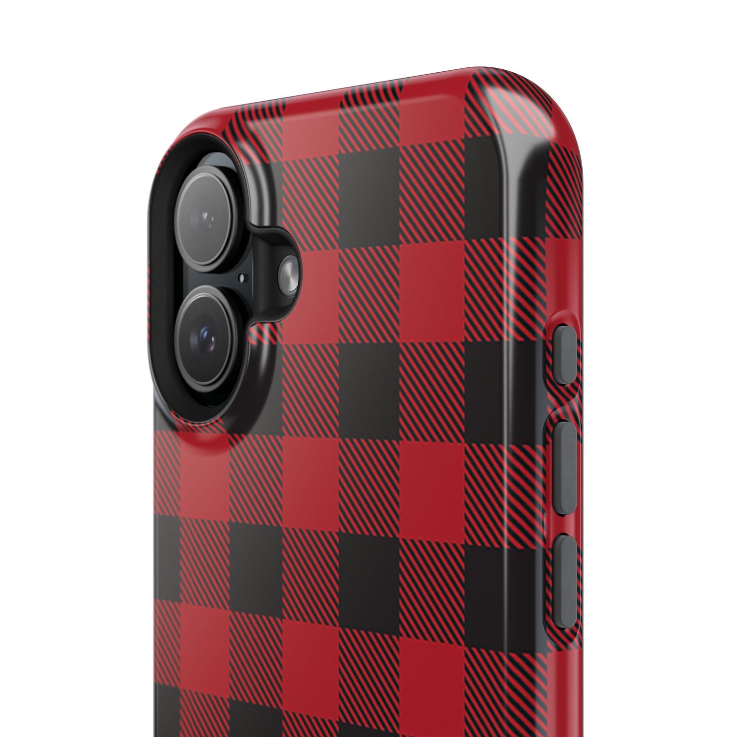 Impact-Resistant Phone Case-Red Black Buffalo Plaid, iPhone, Samsung