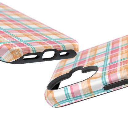 Impact-Resistant Phone Case - Summer Plaid Pink