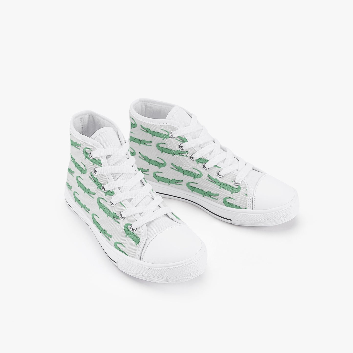 Boys Crocodile Green Kid’s High-Top Canvas Shoes