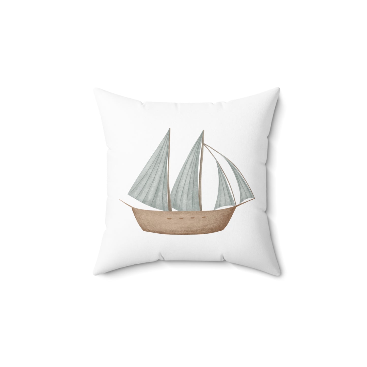 Spun Polyester Square Pillow with Removable Cover Memories of Dreams Sailboats Blue