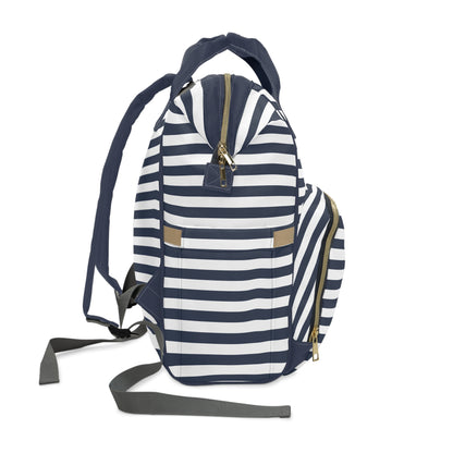 Nautical Stipe Multifunctional Diaper Backpack-Navy