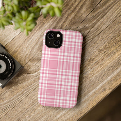 Impact-Resistant Phone Case - Easter Plaid Pink