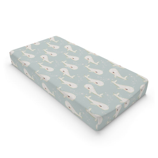 Baby Changing Pad Cover Watercolor Beach Baby Whales