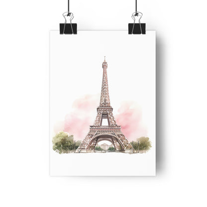 Giclée Art Print Watercolor Pink Paris Eiffel Tower