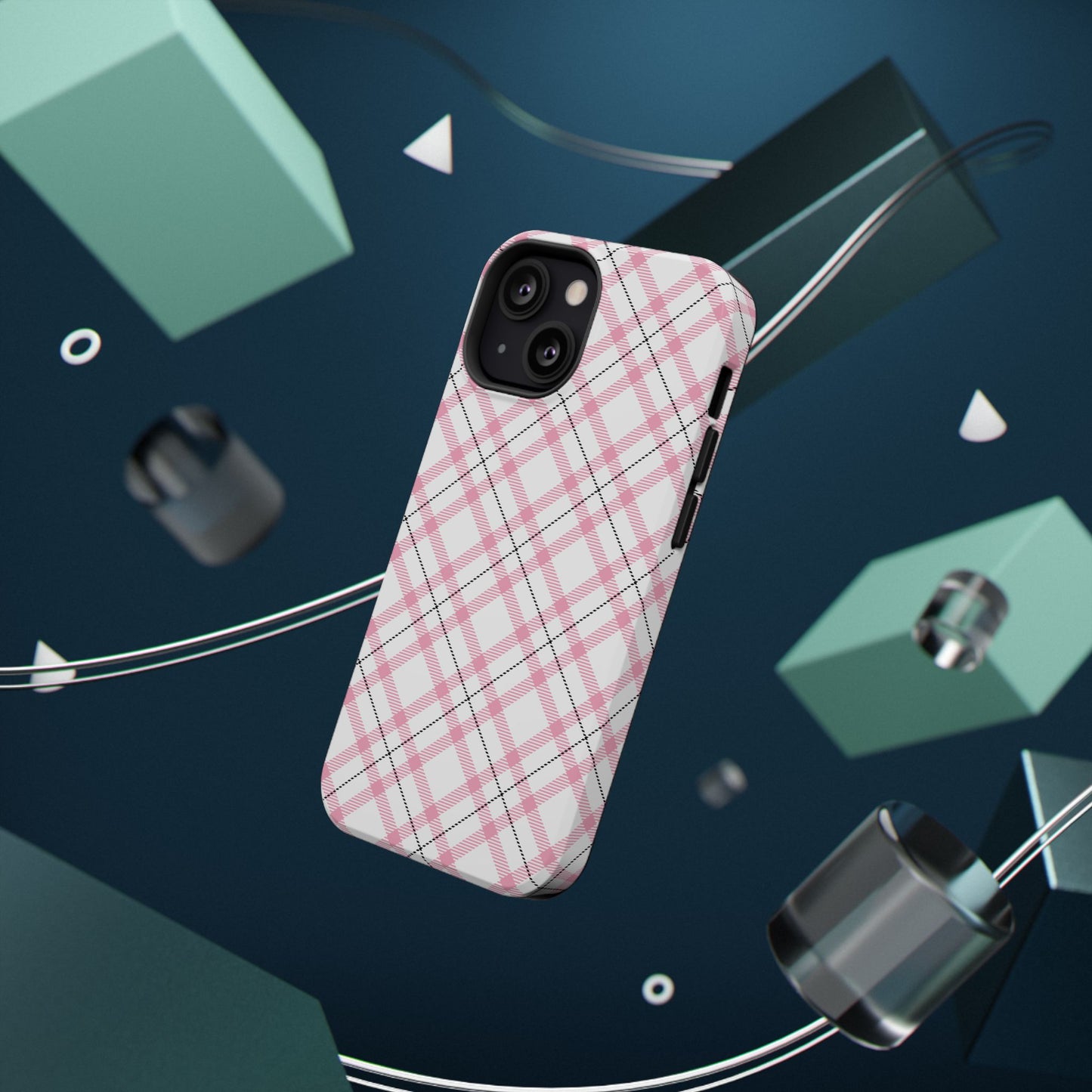 Impact-Resistant Phone Case - Pink Black Plaid