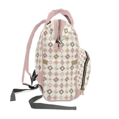 Boho Pink and Cream Multifunctional Diaper Backpack