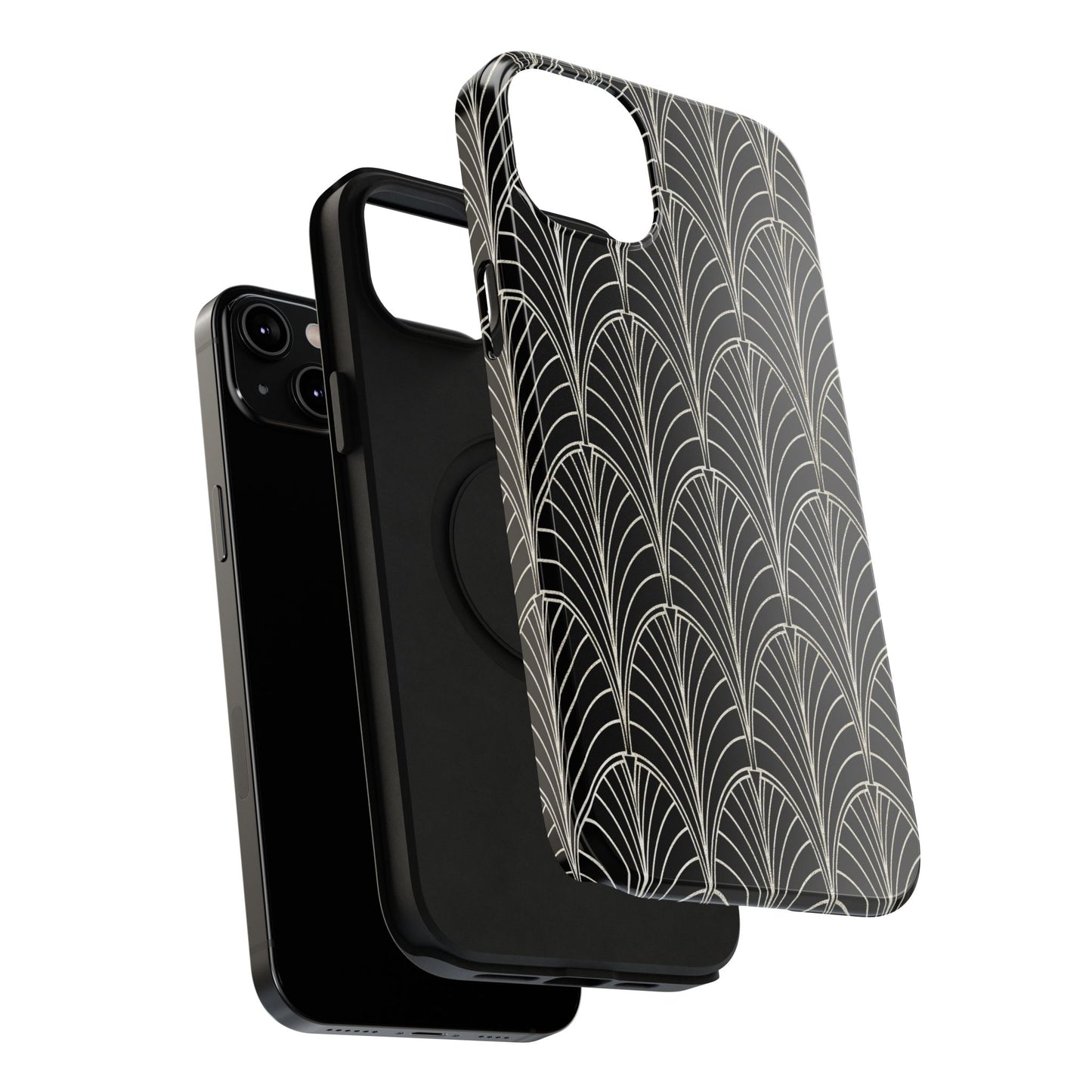 Impact-Resistant Phone Case- Art Deco Black Beige