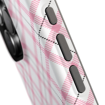 Impact-Resistant Phone Case - Pink Black Plaid