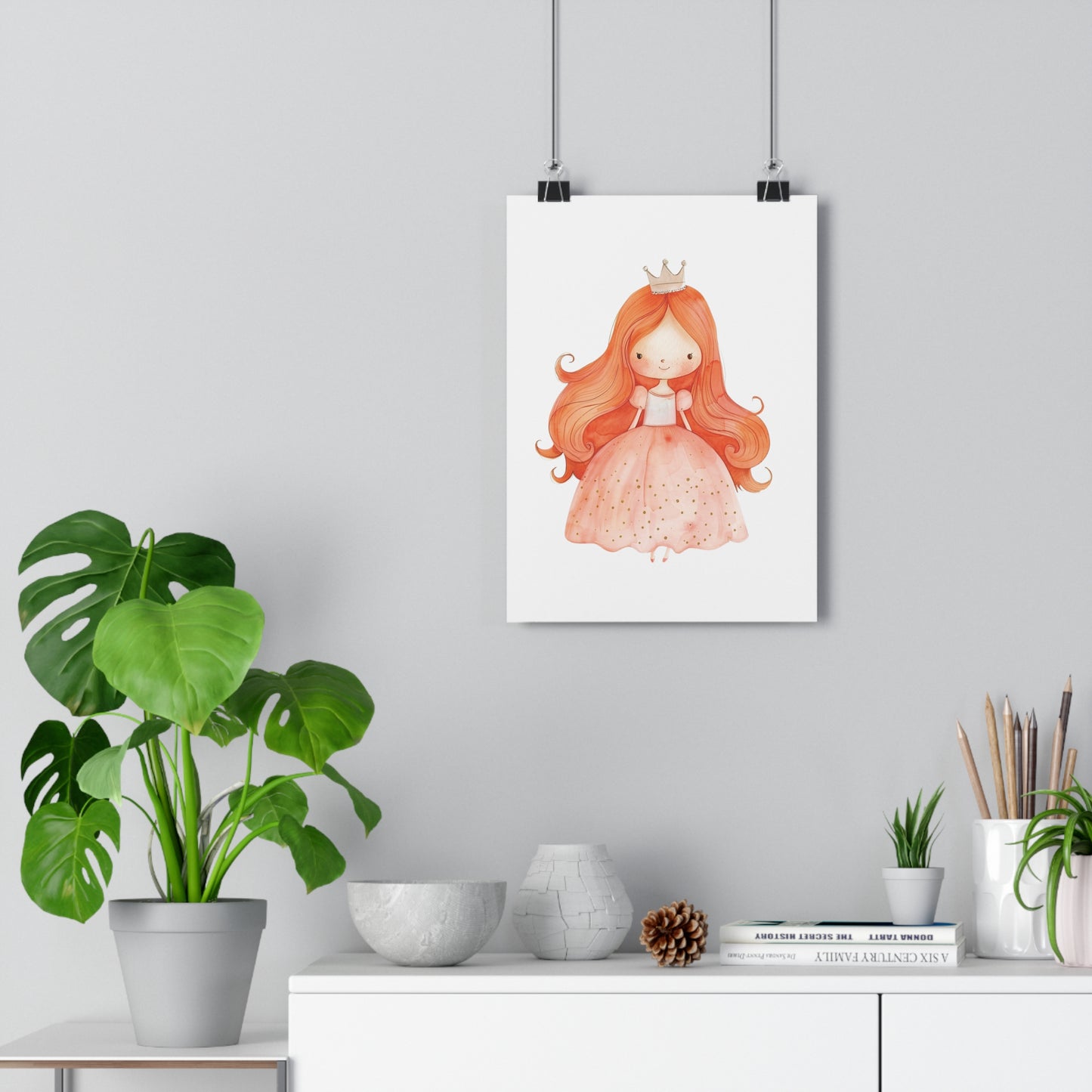 Giclée Art Print Watercolor Pink Princess 3