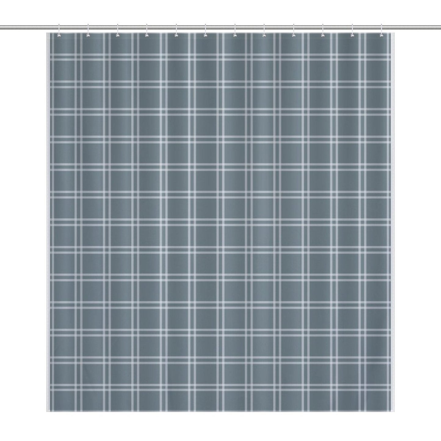 Lightweight Shower Curtain- Blue Check Stripes