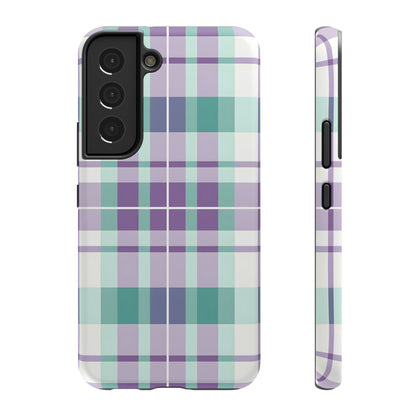 Impact-Resistant Phone Case - Spring Plaid Purple