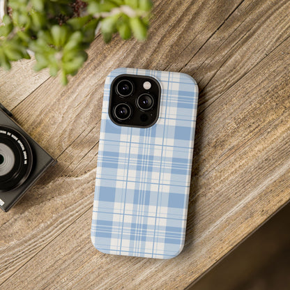 Impact-Resistant Phone Case - Easter Plaid Blue