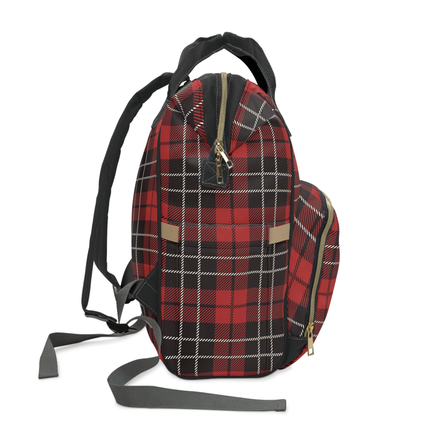 Christmas Black Red Tartan Plaid  Multifunctional Diaper Backpack