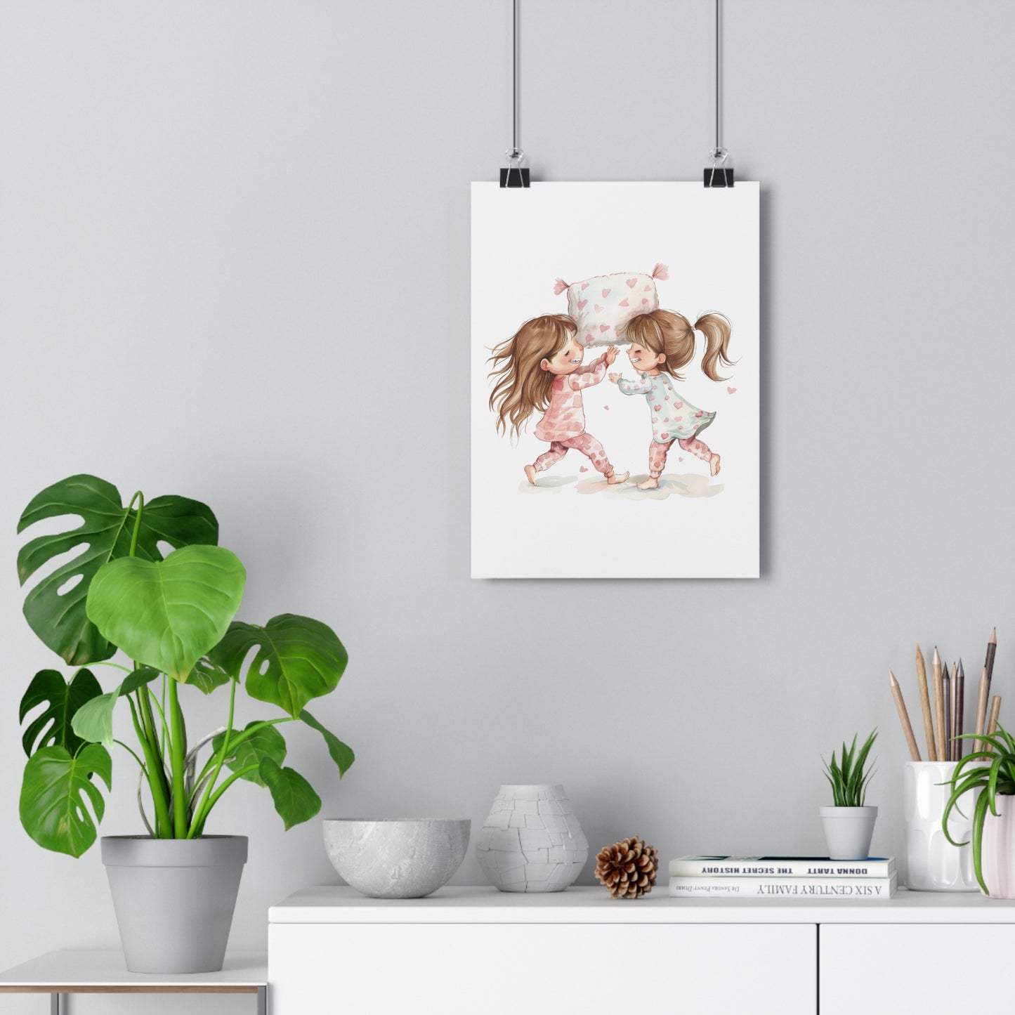 Giclée Art Print Watercolor Pink Pajama Party