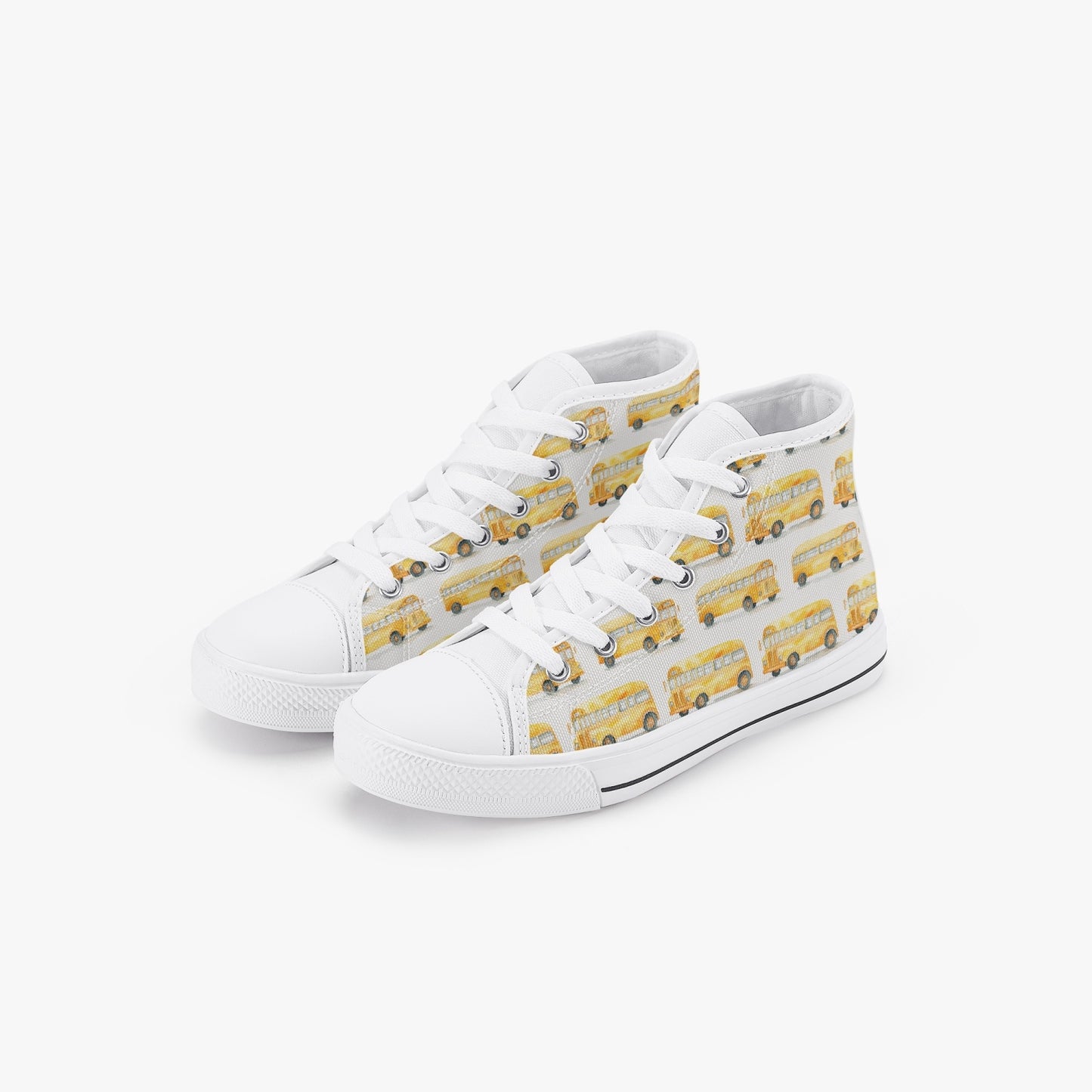 Unisex School Bus  Kid’s High-Top Canvas Shoes