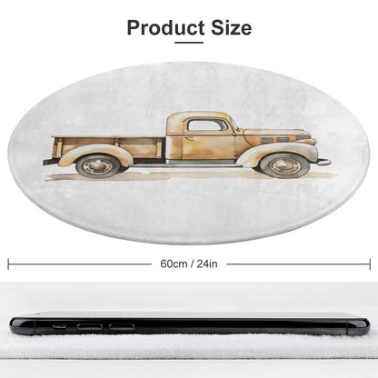 Round Bath Mat- Vintage Trucks