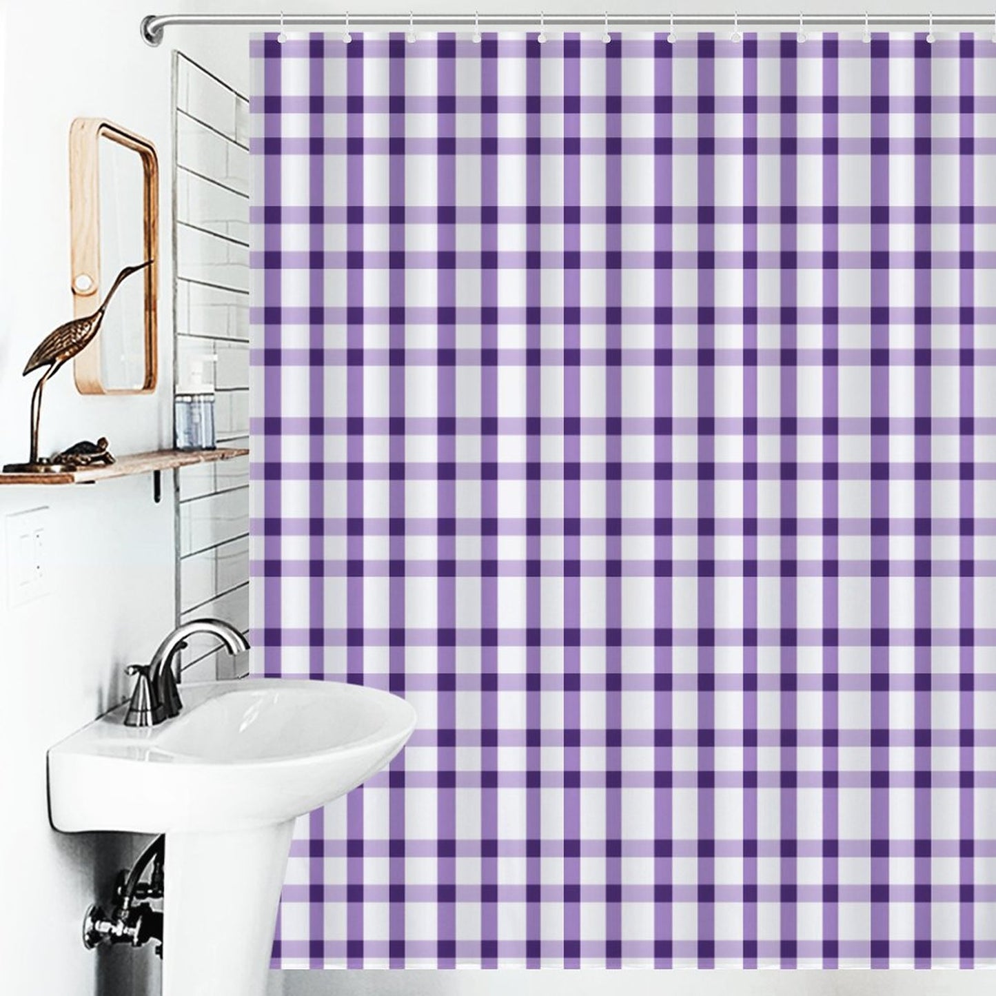 Lightweight Shower Curtain- Tiger Purple Plaid