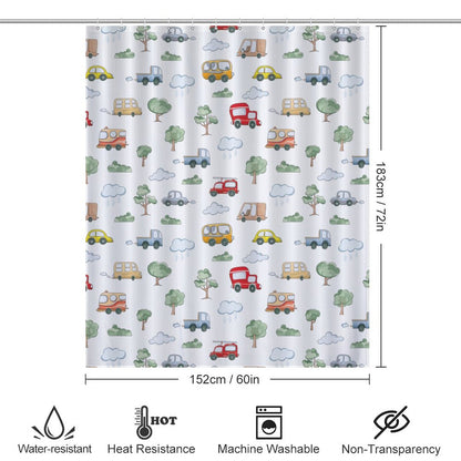 Lightweight Shower Curtain-Cute Cars