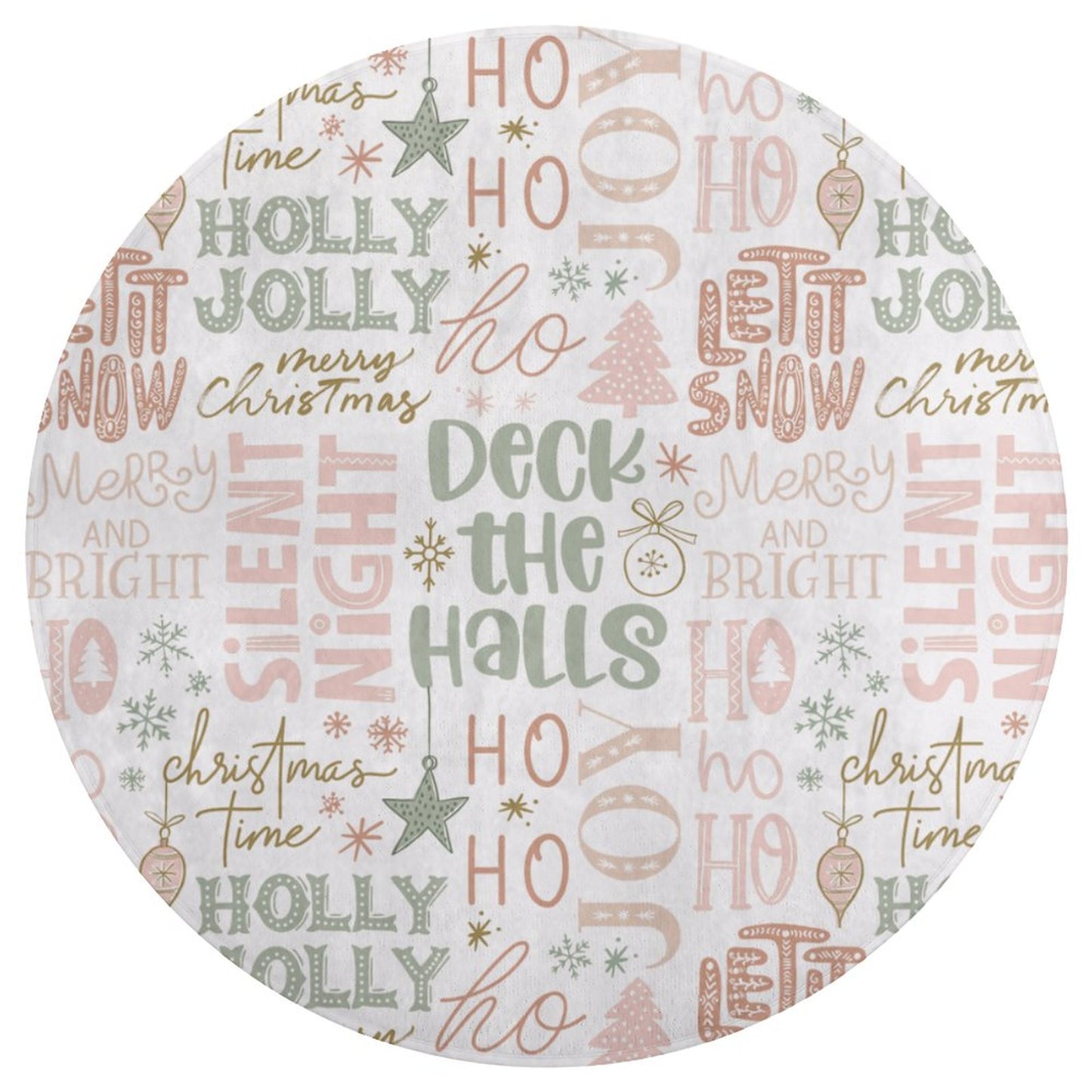 Round Plush Bath Mat- Christmas Phrases