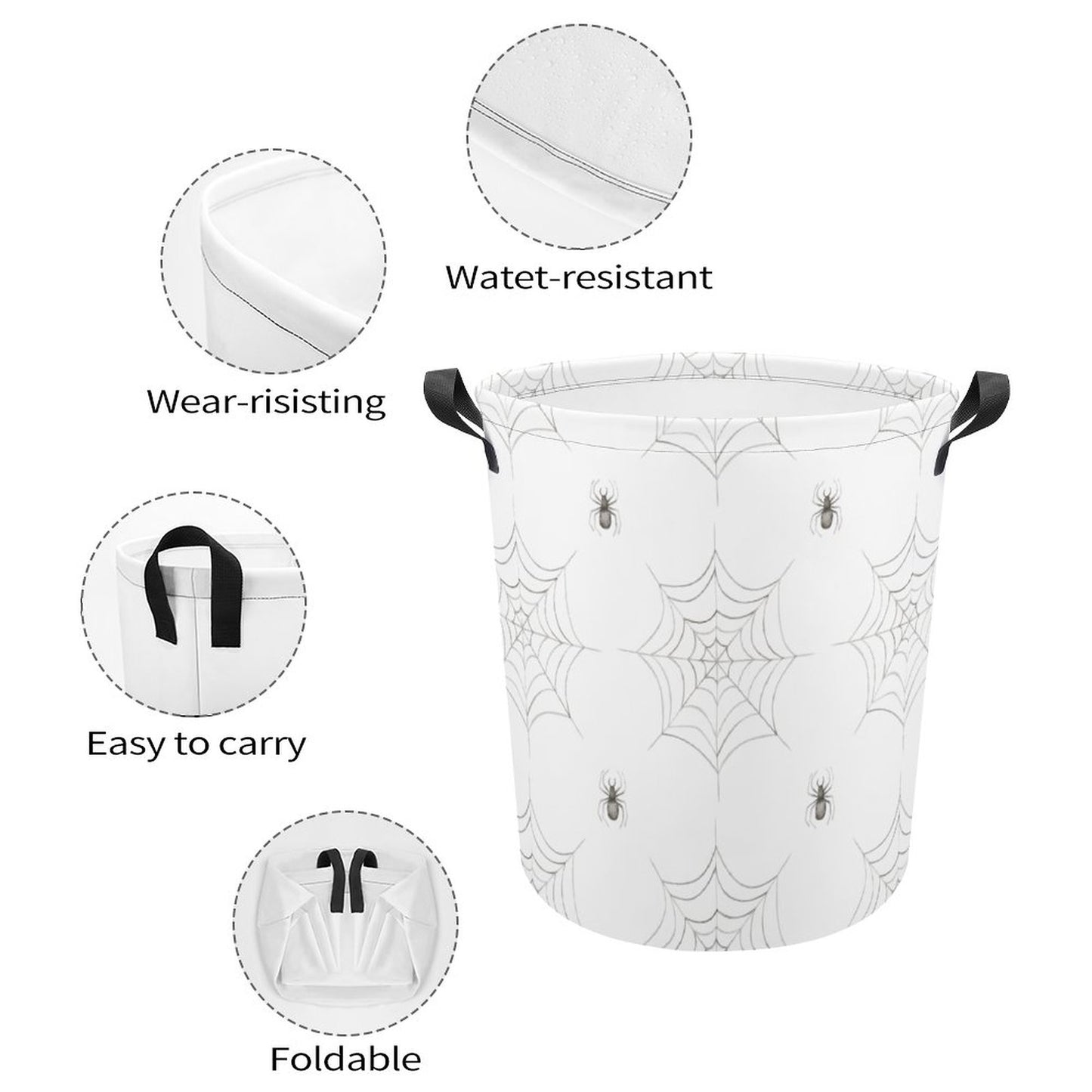 Collapsible Laundry Hamper- Halloween Watercolor Spider Webs