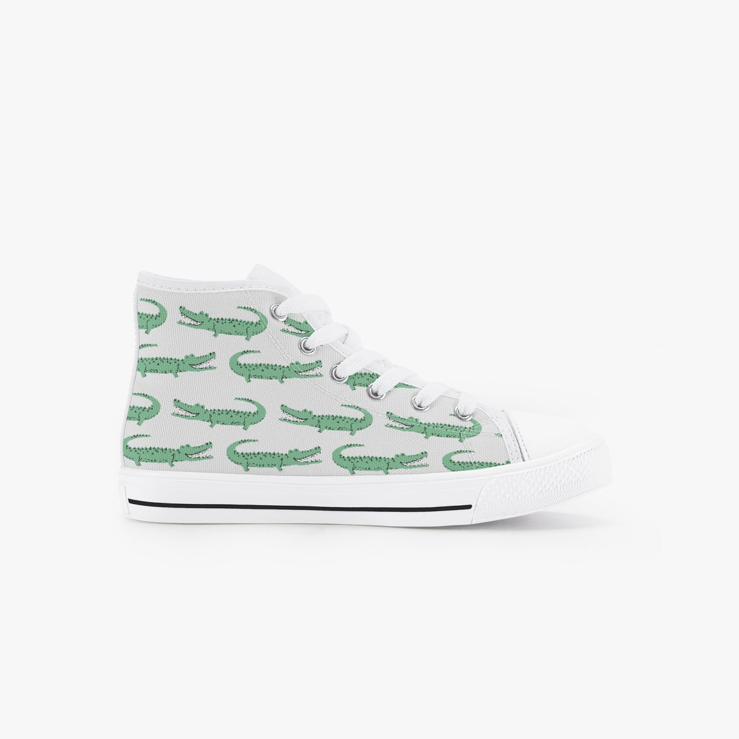 Boys Crocodile Green Kid’s High-Top Canvas Shoes