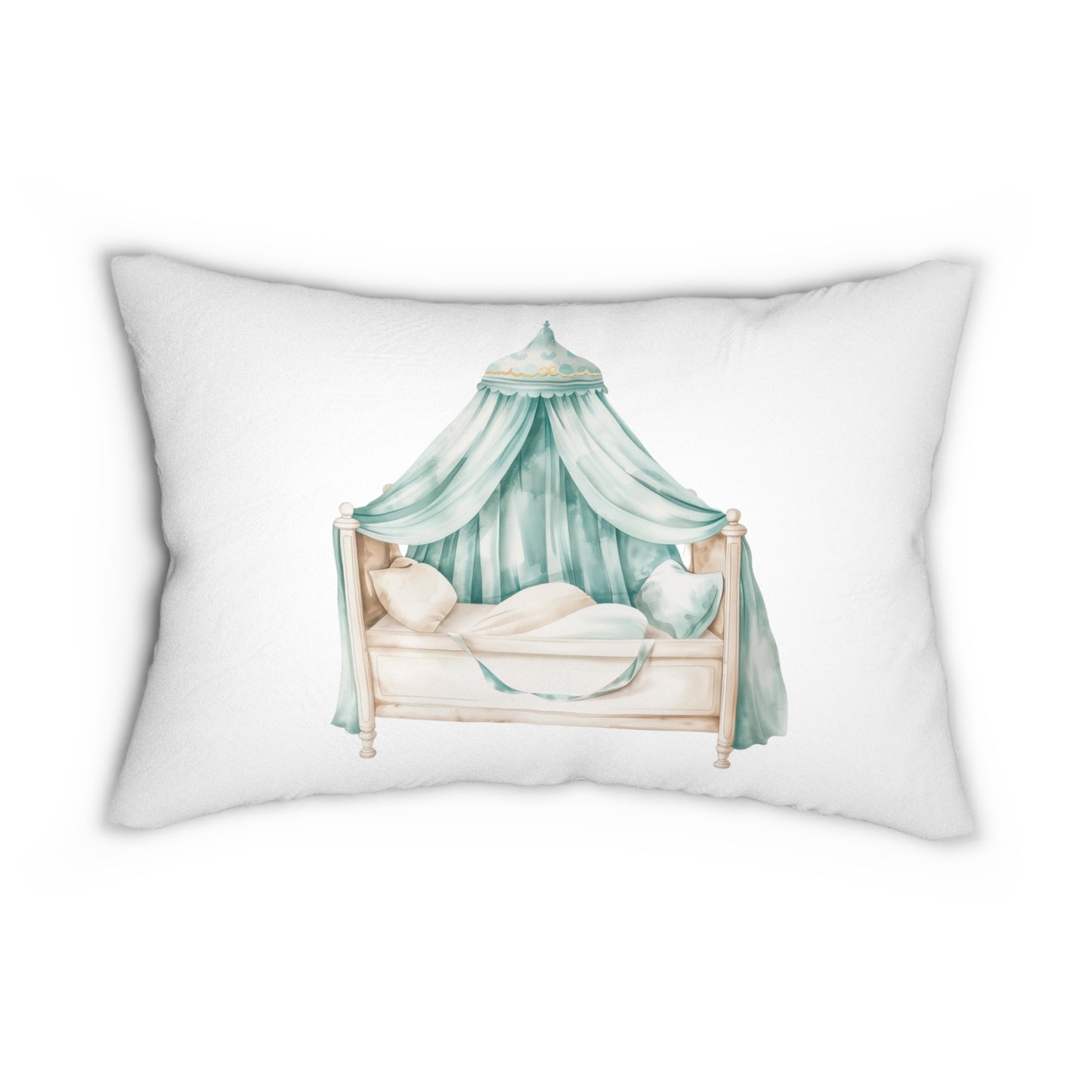 Spun Polyester Lumbar Pillow with Removable Cover Teal Princess Carriage Canopy Bed