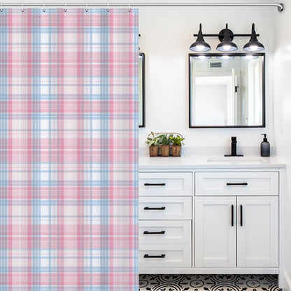 Lightweight Shower Curtain-Easter Plaid Pink Blue