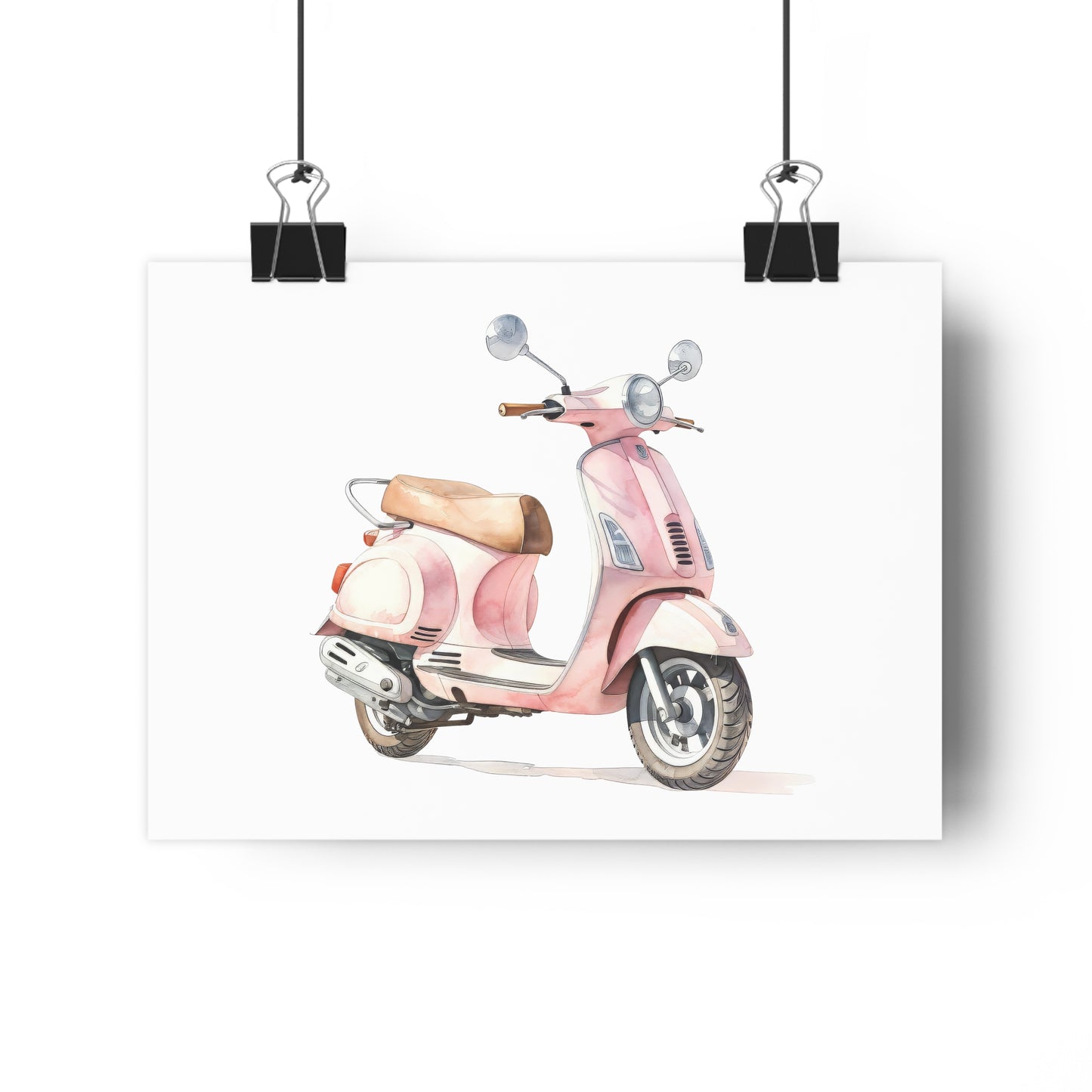 Giclée Art Print Watercolor Pink Paris Scooter