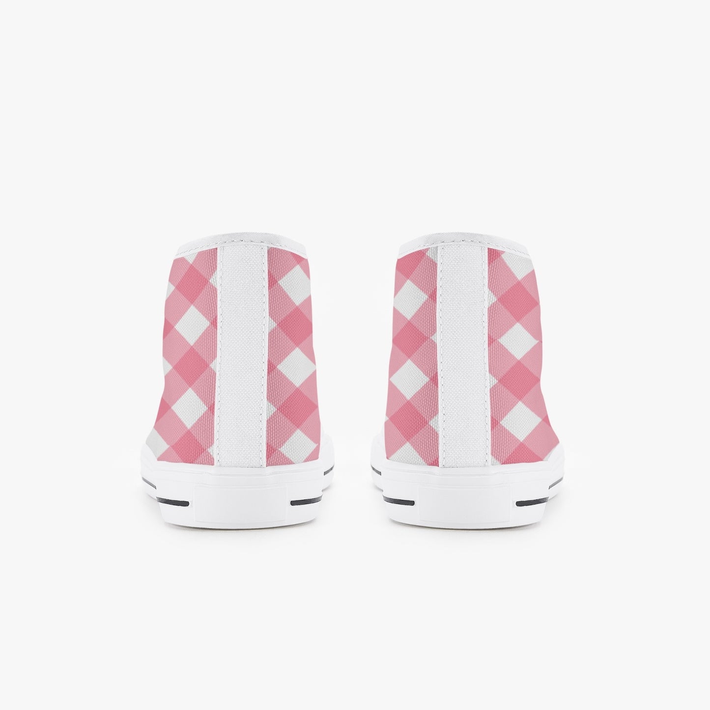 Girls Bright Pink Gingham  Kid’s High-Top Canvas Shoes