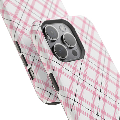 Impact-Resistant Phone Case - Pink Black Plaid