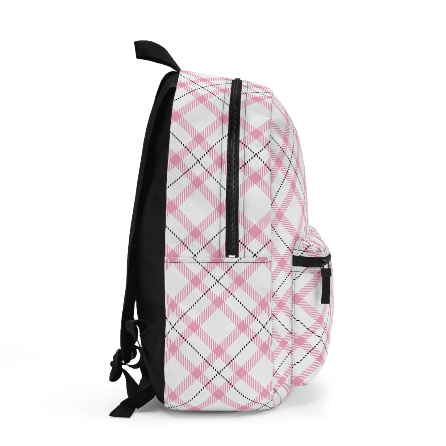 Backpack- Preppy Pink Black Plaid