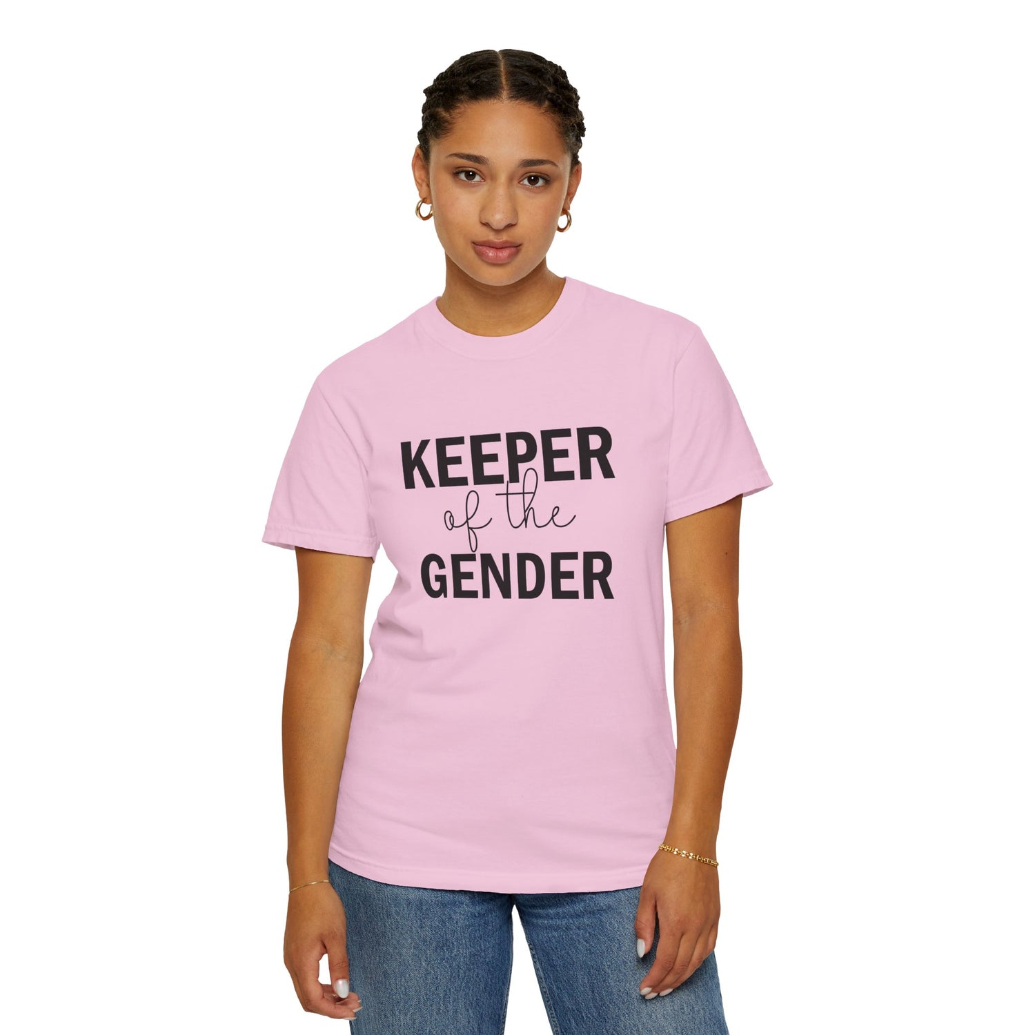 Unisex Garment-Dyed T-Shirt with 'Keeper of the Gender' Print | Funny New Baby Shirt, Casual Wear, Gender Reveal