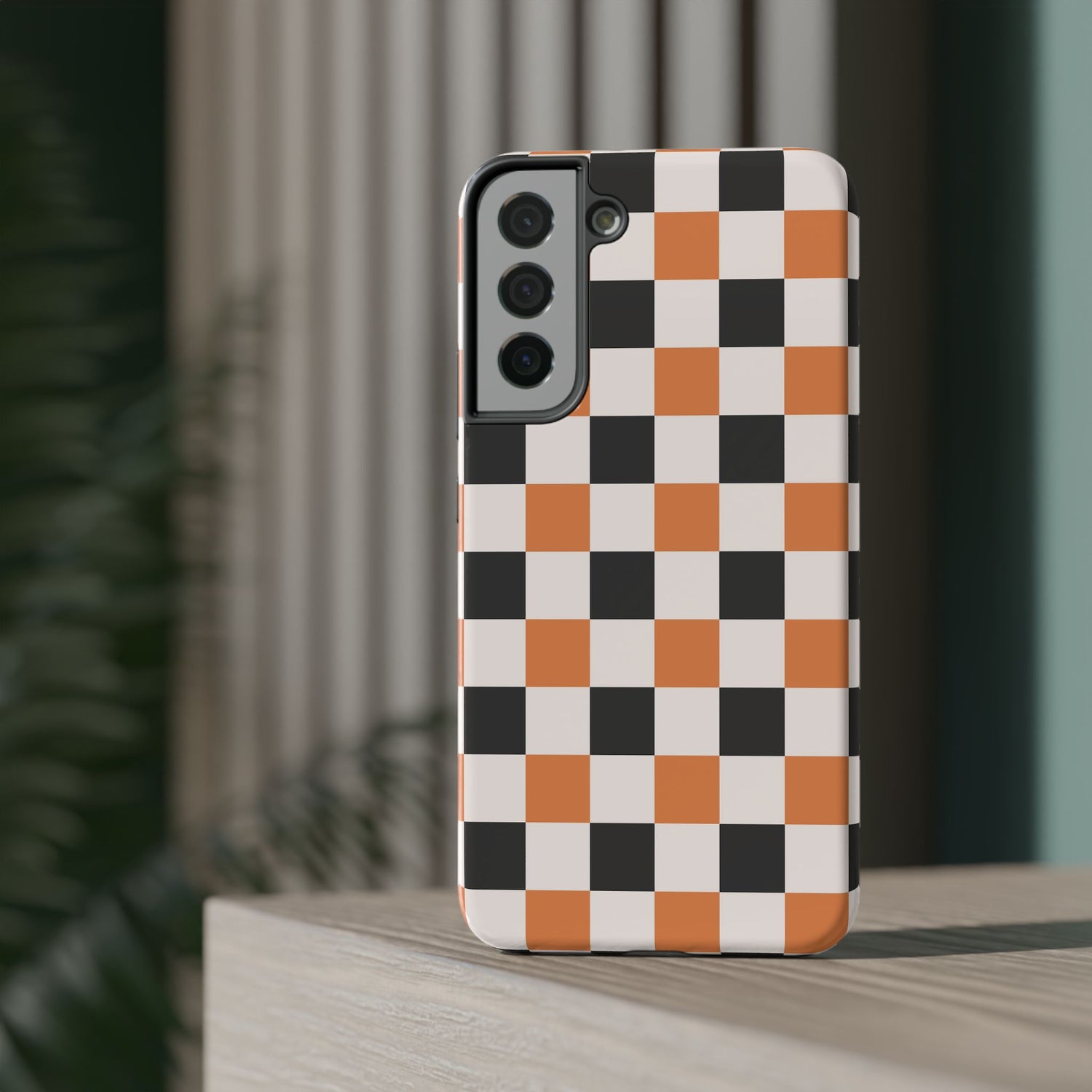 Trendy Halloween Checkerboard Phone Case | Impact-Resistant, iPhone, Samsung