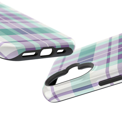 Impact-Resistant Phone Case - Spring Plaid Purple