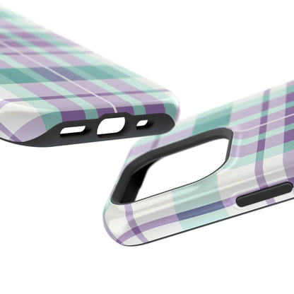 Impact-Resistant Phone Case - Spring Plaid Purple