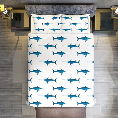 Boy's Bedding Set-90"x90" Full-Queen Blue Swordfish Duvet Cover