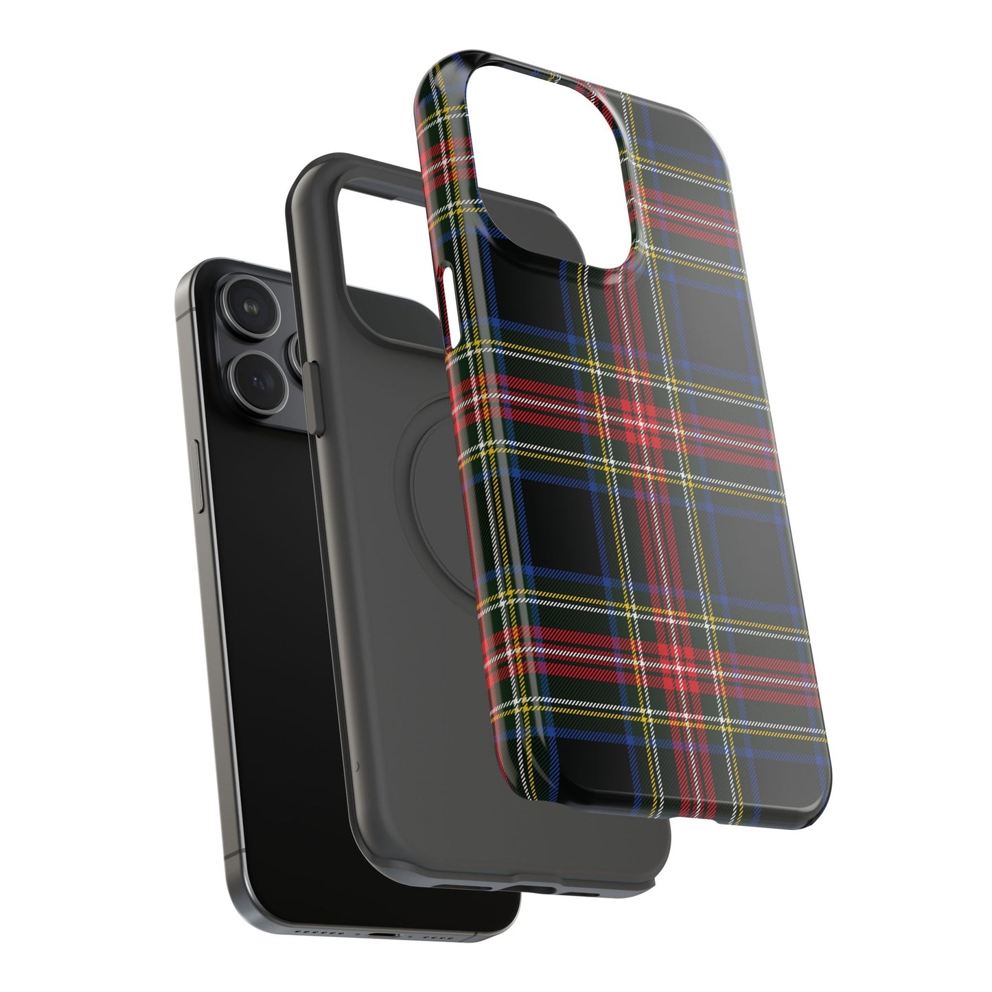 Impact-Resistant Holiday Phone Case-Christmas Tartan Plaid Black