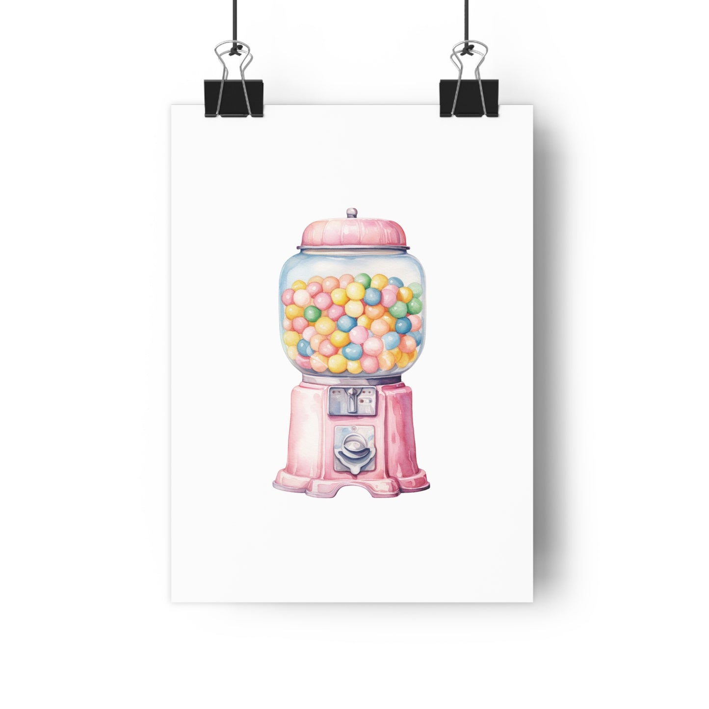 Giclée Art Print Watercolor Candy Land Gum Ball Machine 1