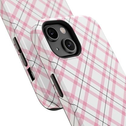 Impact-Resistant Phone Case - Pink Black Plaid