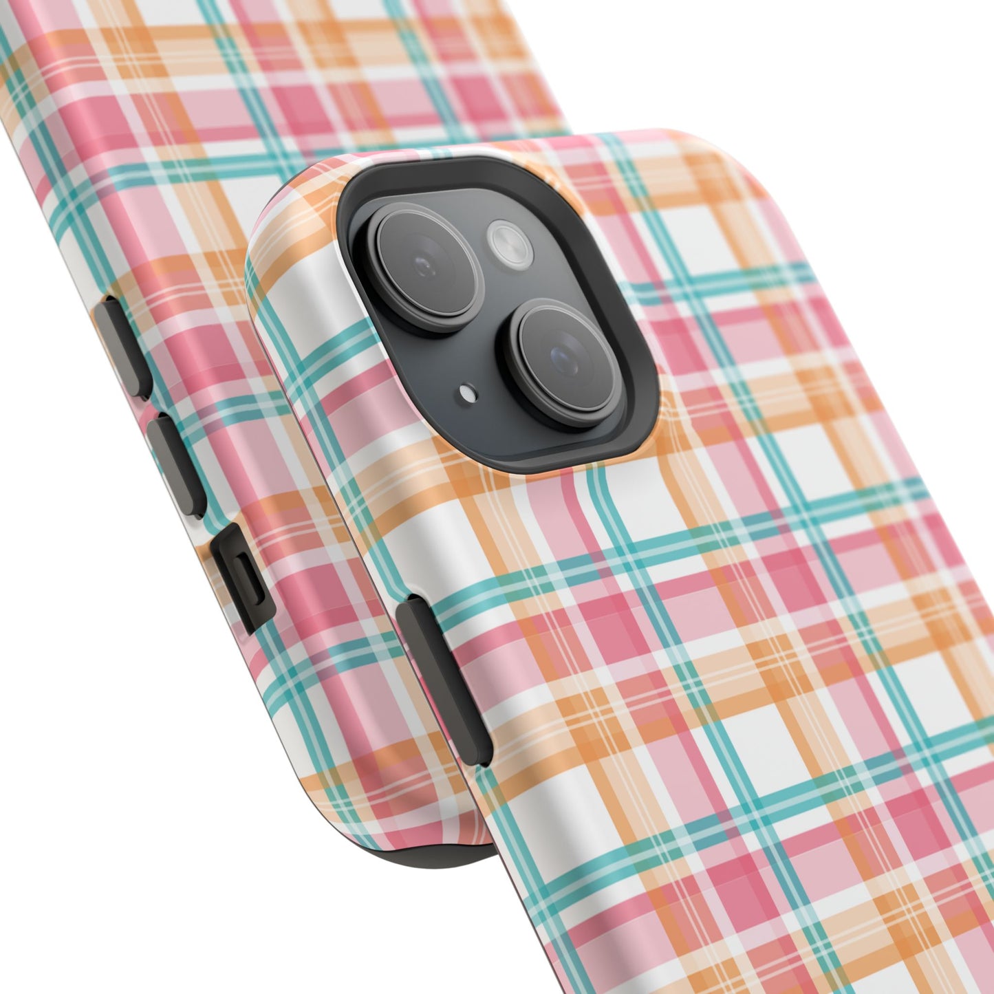 Impact-Resistant Phone Case - Summer Plaid Pink