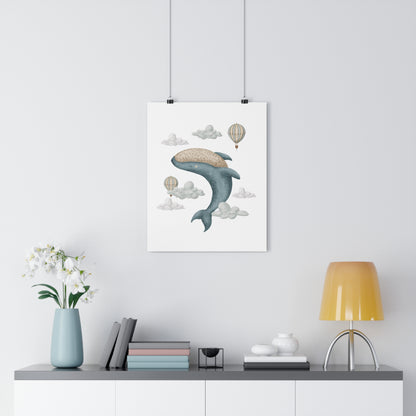 Giclée Art Print Memories of Dreams Whale Hot Air Balloons