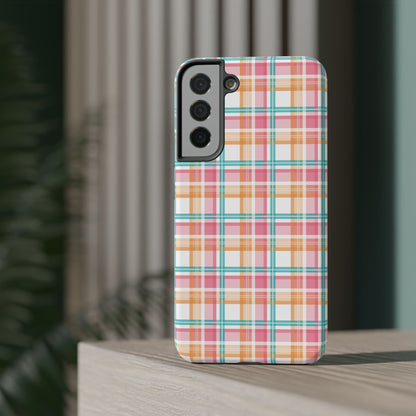 Impact-Resistant Phone Case - Summer Plaid Pink